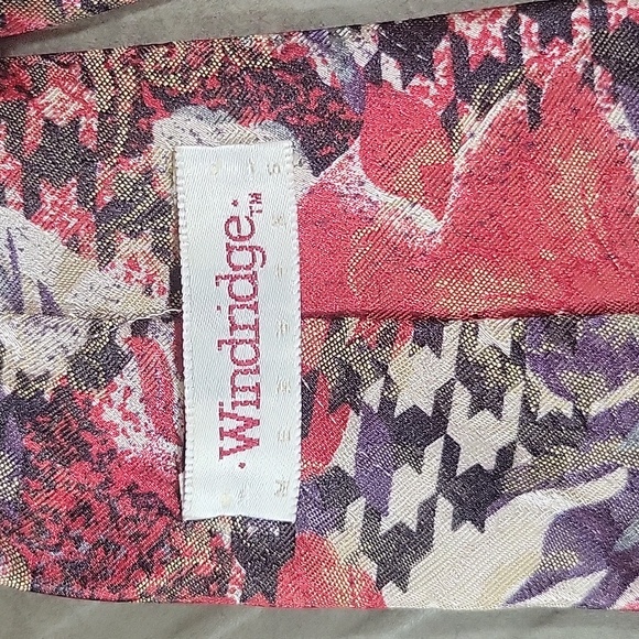 Men's Windridge Flower & Hiunds Tooth Pattern 60" Tie - Picture 2 of 5
